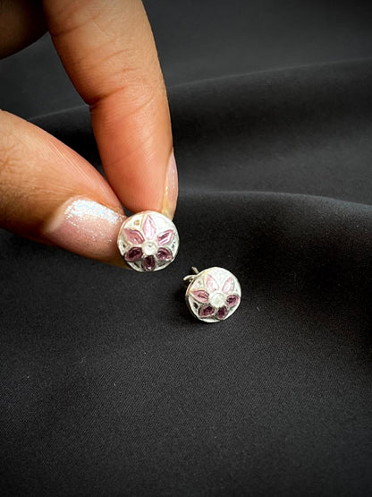Meenakari 92.5 Silver Stud Earring