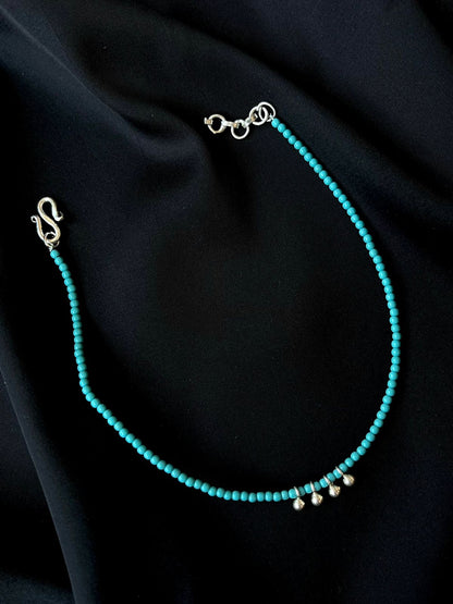 Beaded Gunghroo 92.5 Silver Anklet