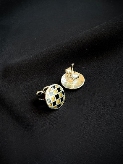 Meenakari Geometrical 92.5 Silver Stud Earring