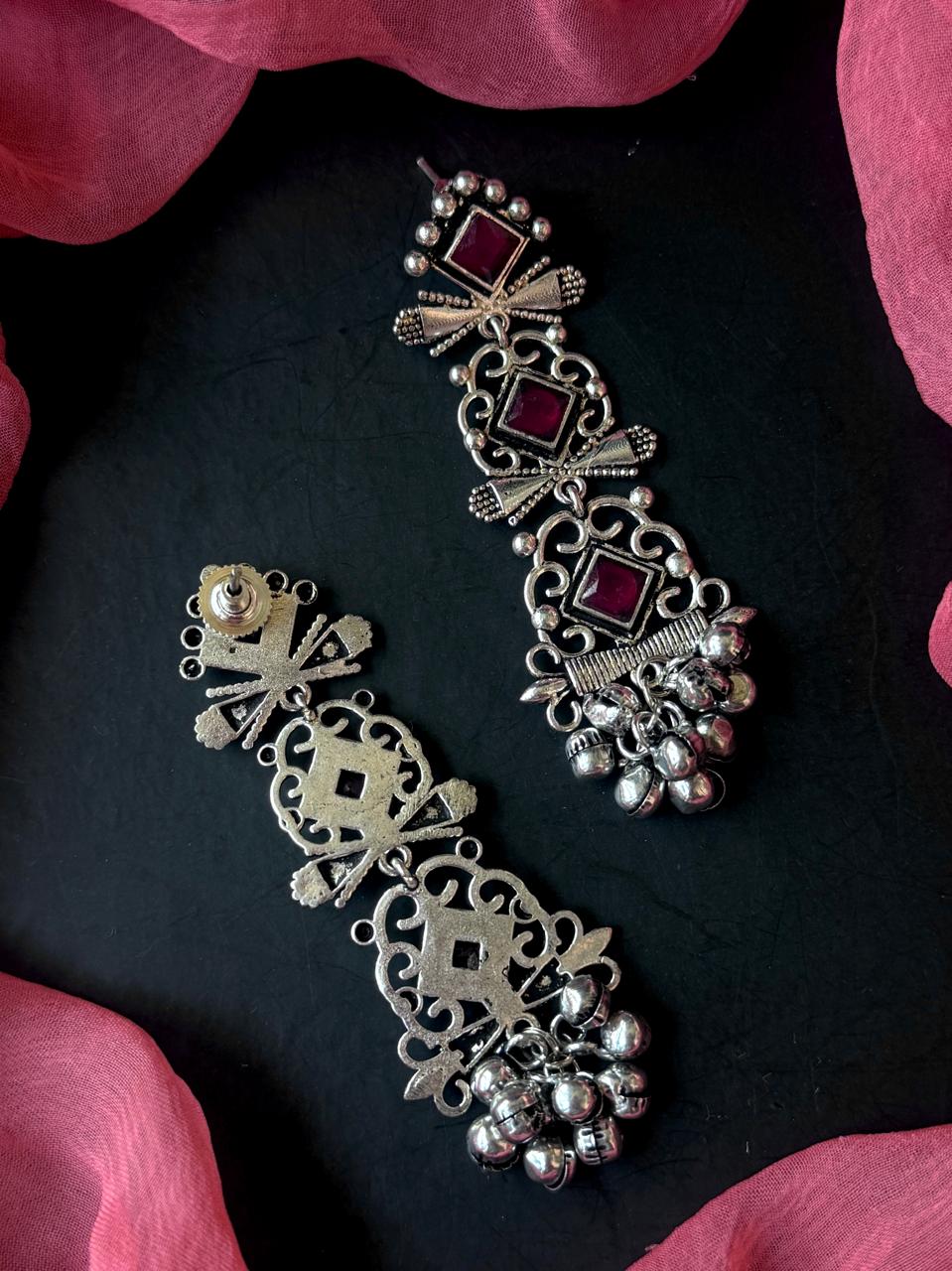 Monalisa Stone Silver Replica Partywear Earring