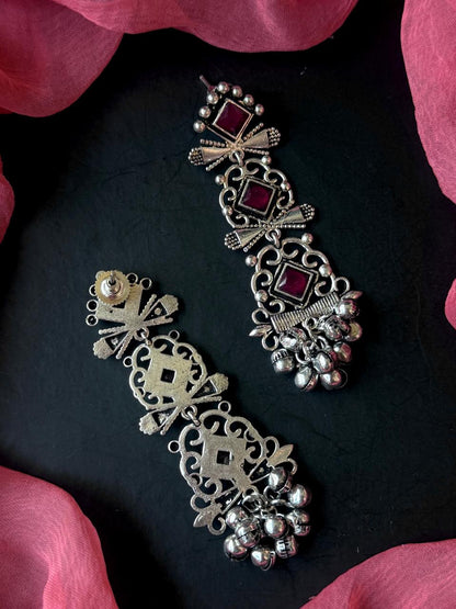 Monalisa Stone Silver Replica Partywear Earring