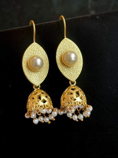 Golden Pearl Top with Golden Jhumki Earring