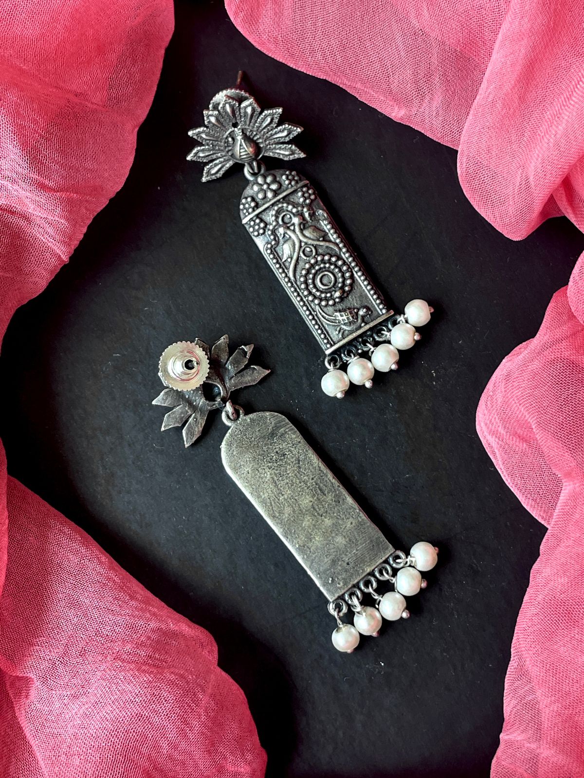 Black Polish Oxidized Ethnic Earring