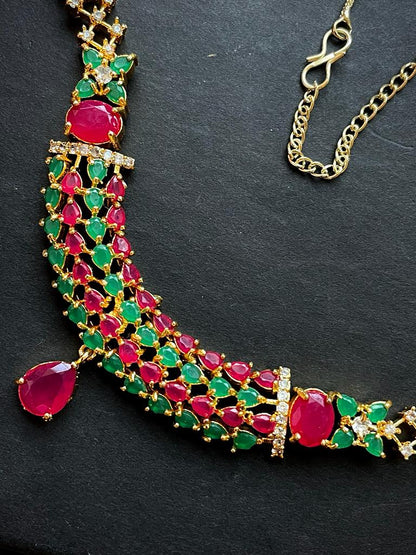 AD Multicolour choker with Earring set