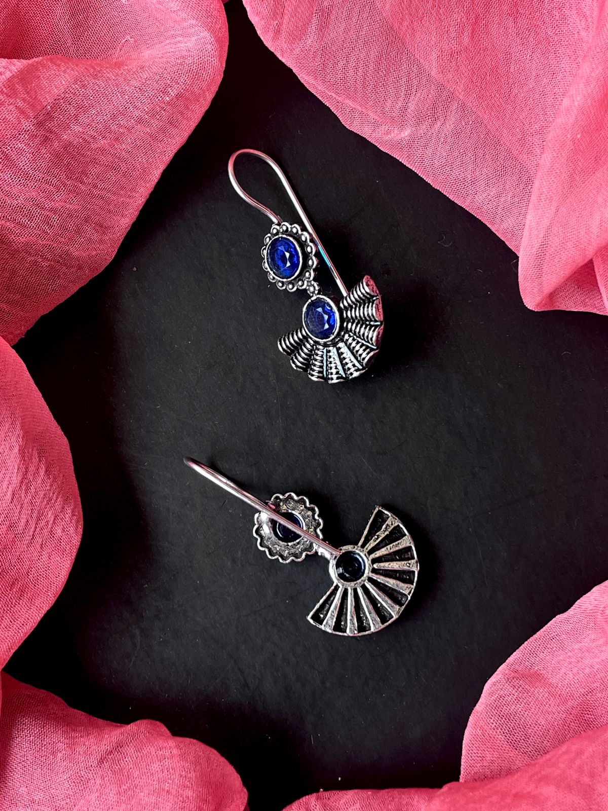 Monalisa Stone Oxidized Floral Earring