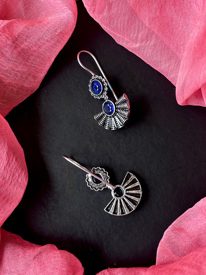 Monalisa Stone Oxidized Floral Earring