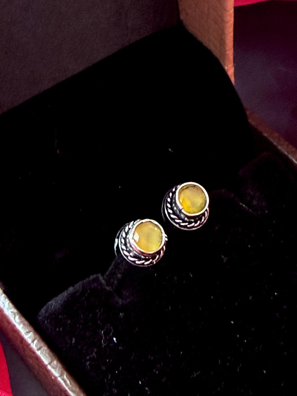 Set of 2 Oxidized Monalisa Stone Studs with One Oxidized Jhumki Earring