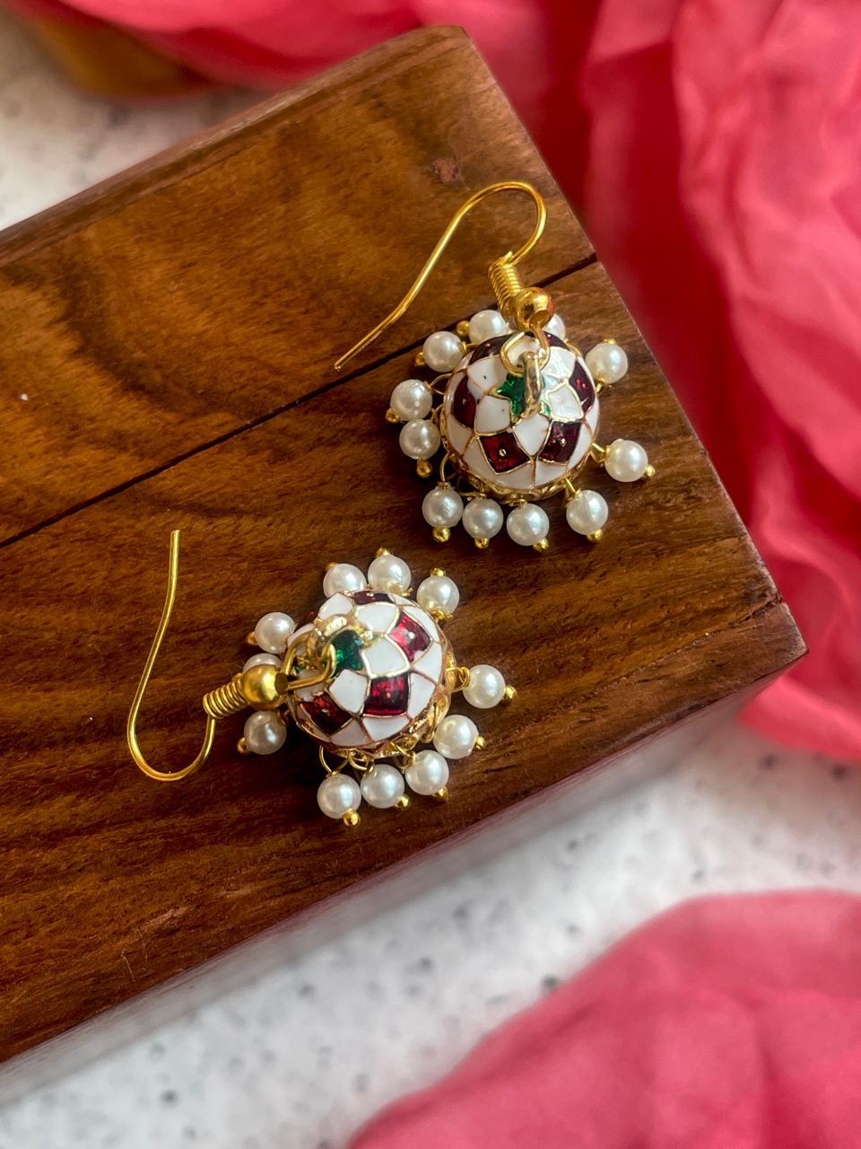 Meenakari Small Jhumki Earring (Set of 2 Pairs)