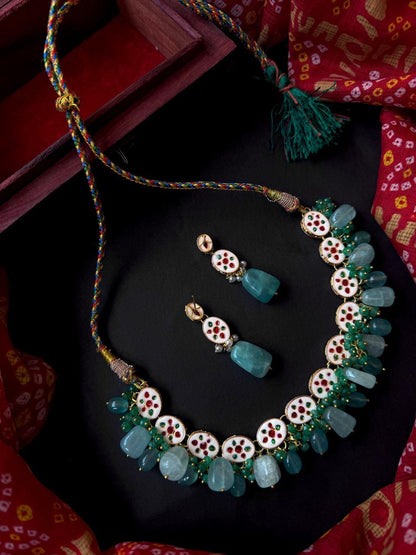 Kundan with Stone Choker Necklace with Earring set