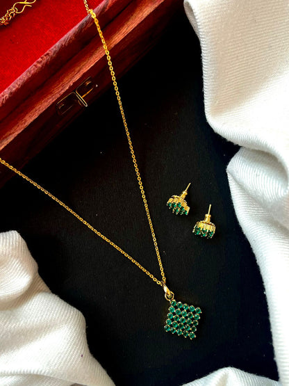 AD Square Pendant with Earring Set