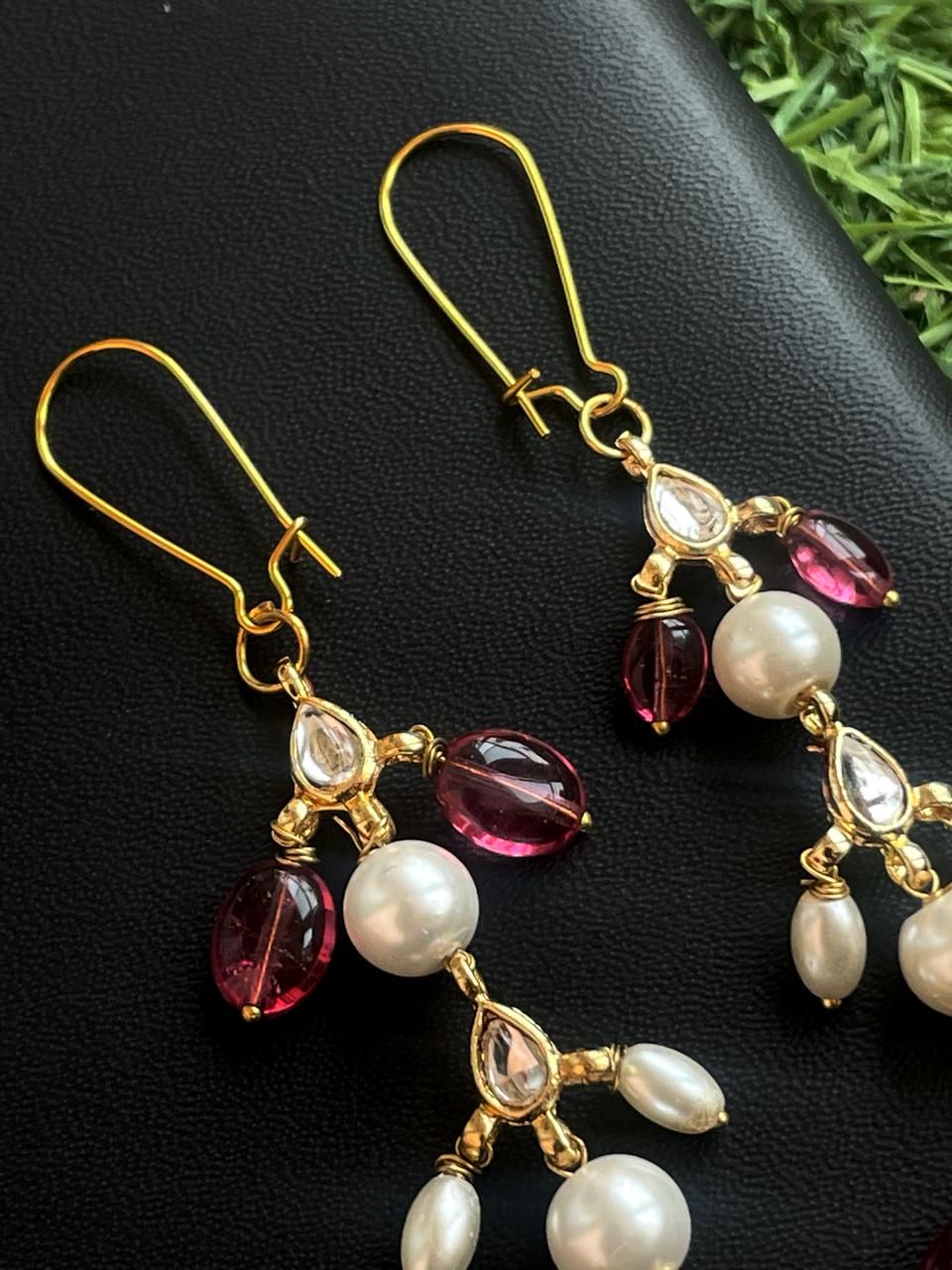 Natural Stone Kundan Pearl Earring