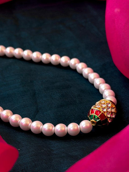 Meenakari Stone Pendant with Shell Pearl Mala