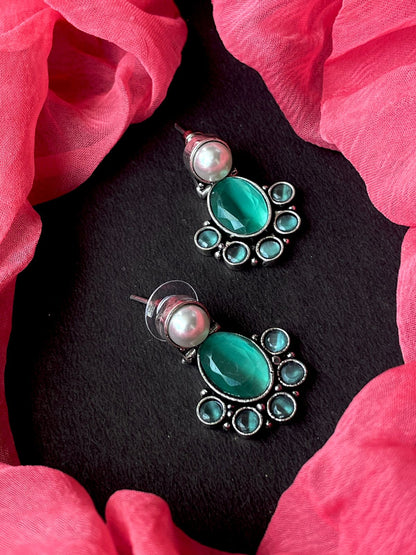 Monalisa Stone Pendant Chain Necklace with Earring set