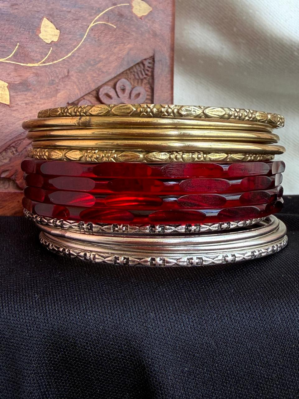 Acrylic Jelly Bangles with Metal Bangles set