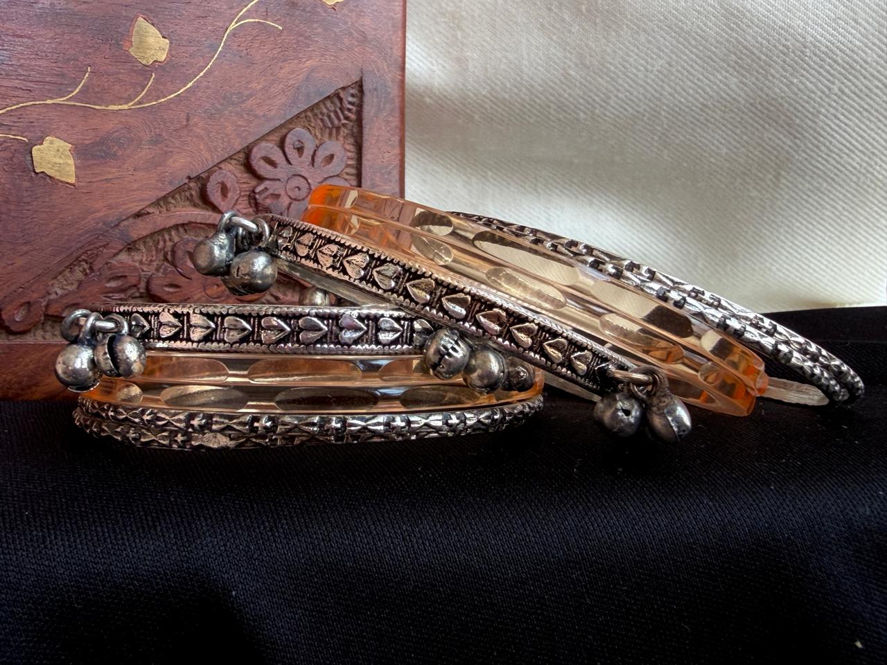 Acrylic Bangles with Metal Bangles set