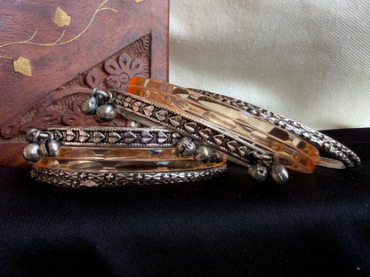 Acrylic Bangles with Metal Bangles set