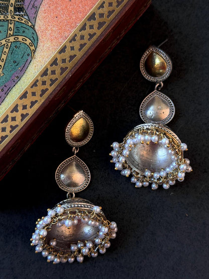 Dual Tone Partywear Long Earring