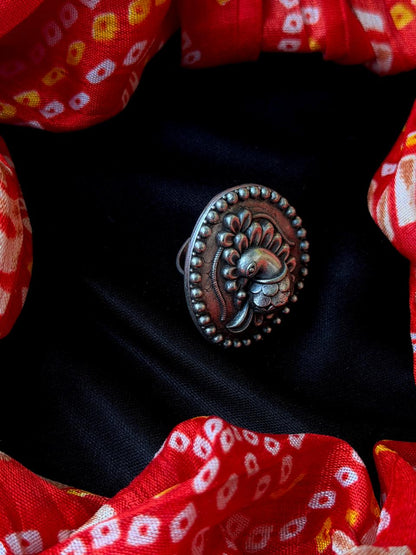 Oxidized Peacock shape Ring
