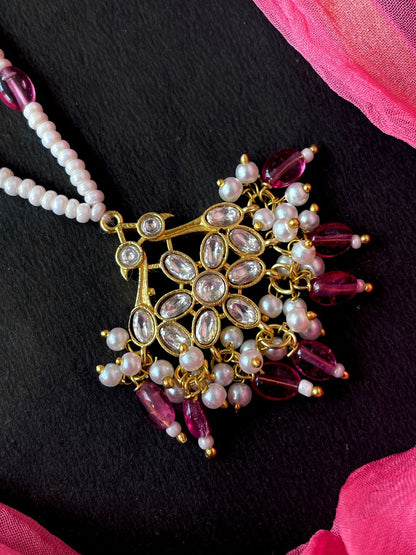 Pachi Kundan Pendant Jade Stone Beaded Mala Necklace