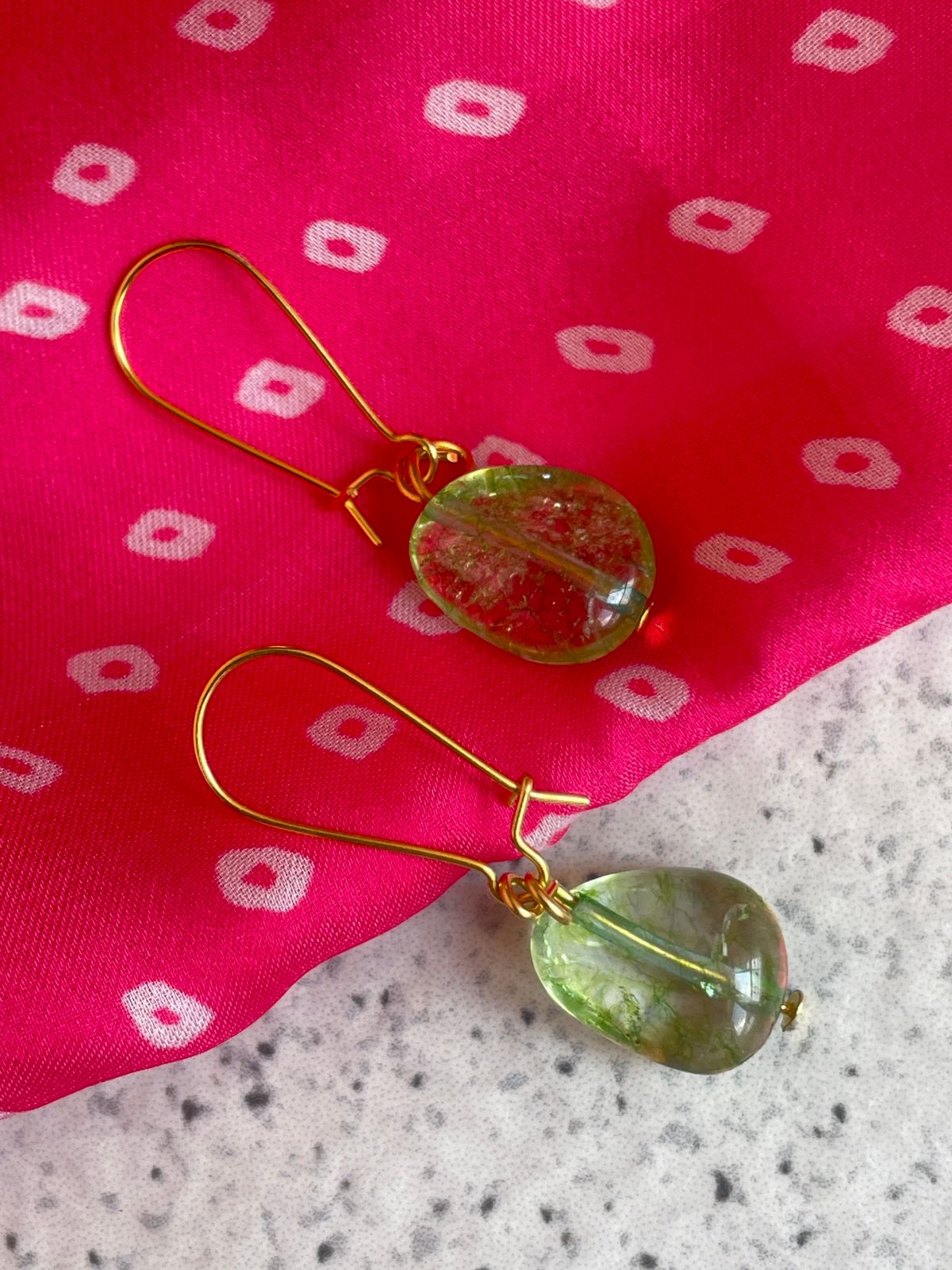 Semi Precious Zade Stone Earring