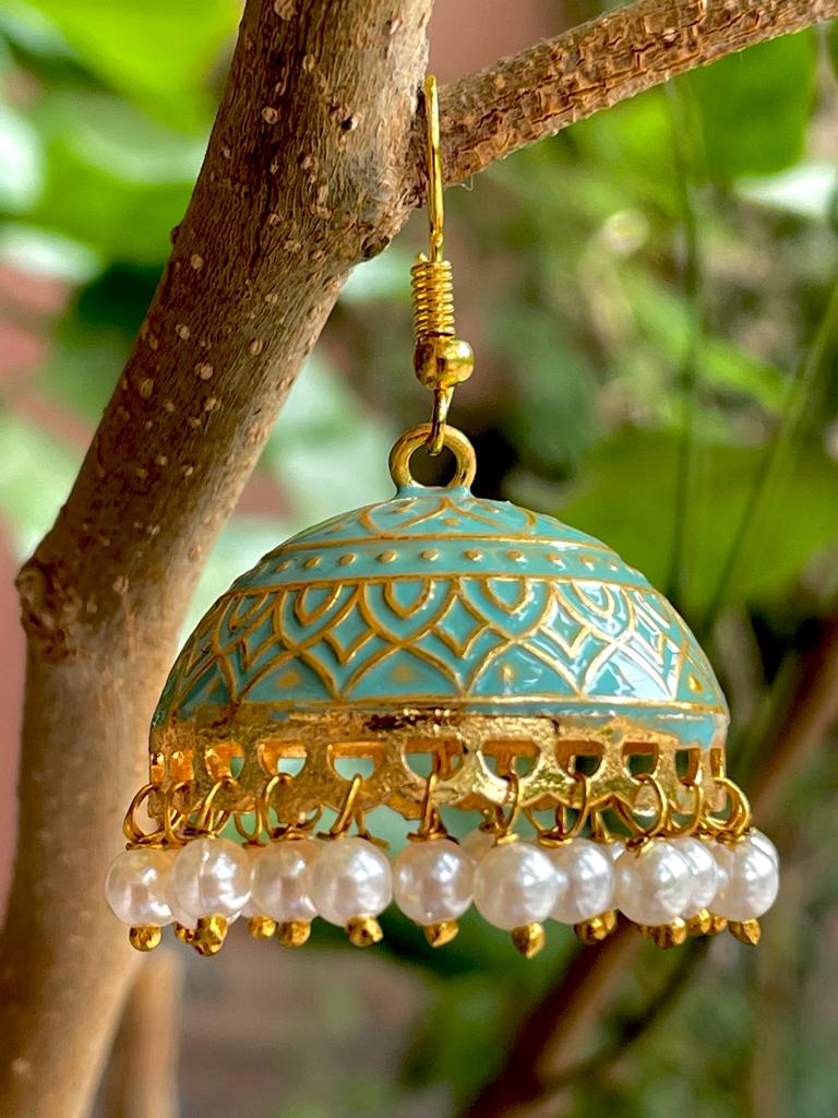 Meenakari Dome Shape Jhumka Earring