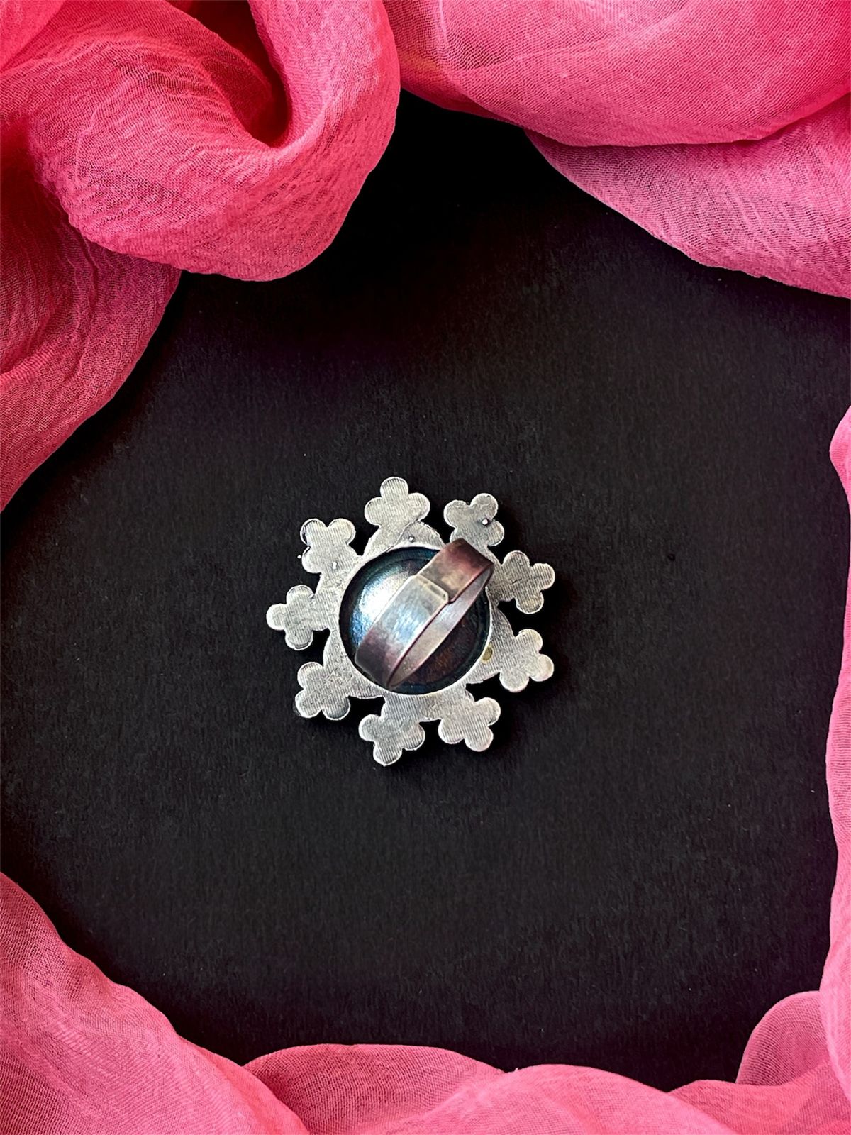 Floral Shape Oxidized Traditional Ring