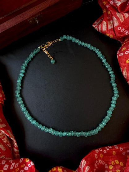 Pumpkin Beads Mala Necklace with Earring set