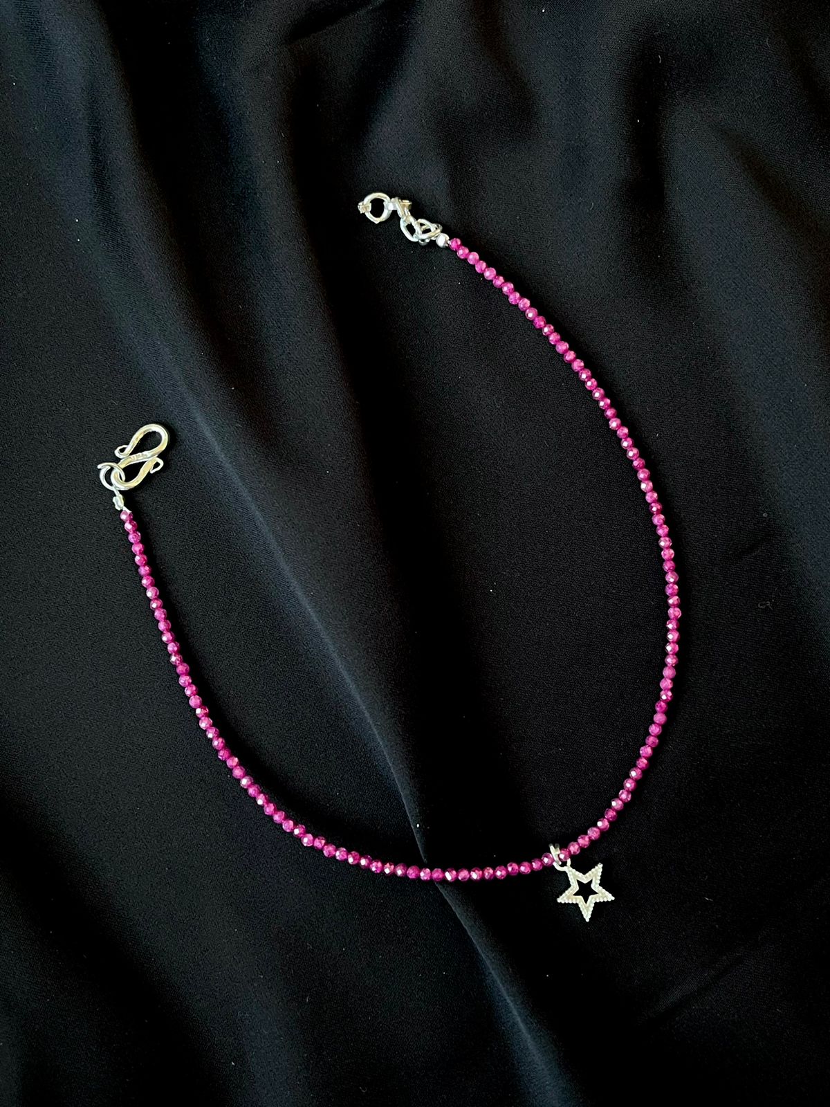 Silver Motif Beaded 92.5 Silver Anklet