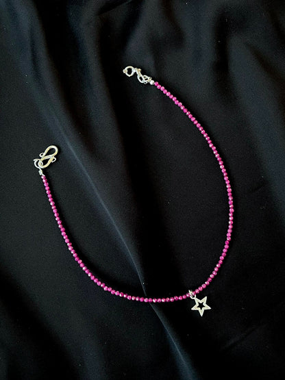 Silver Motif Beaded 92.5 Silver Anklet