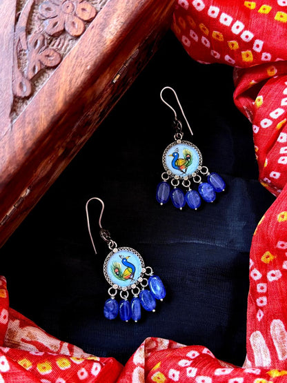 Hand Painted Top Jade Stone Earring