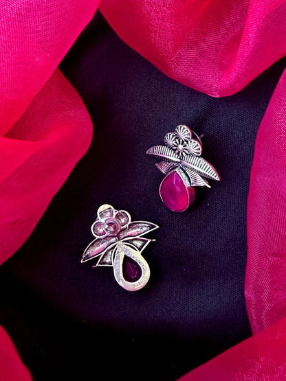 Monalisa Stone Oxidized Geometrical Earring