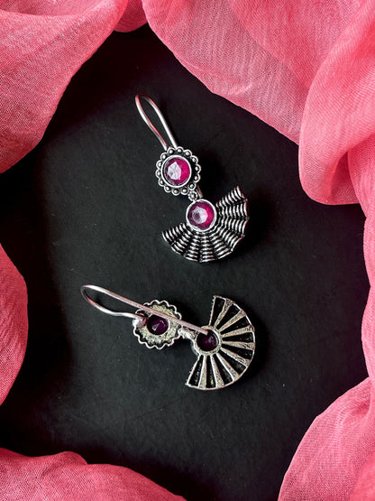 Monalisa Stone Oxidized Floral Earring