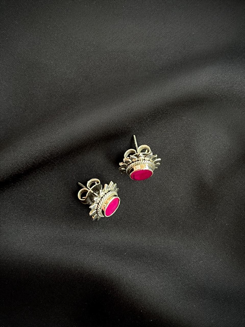 Ruby Stone 92.5 Silver Stud Earring
