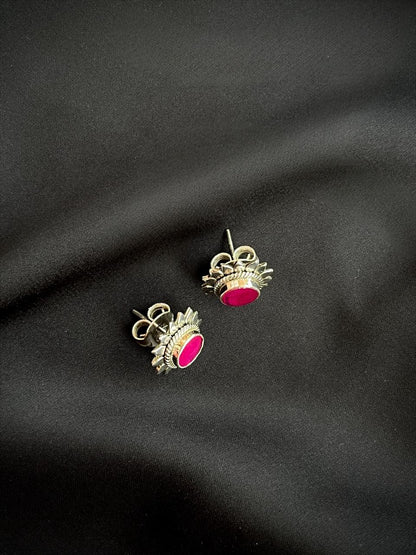 Ruby Stone 92.5 Silver Stud Earring