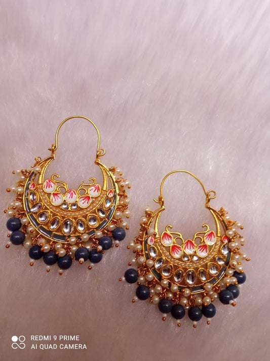 Meenakari Kundan Chandbali Earring
