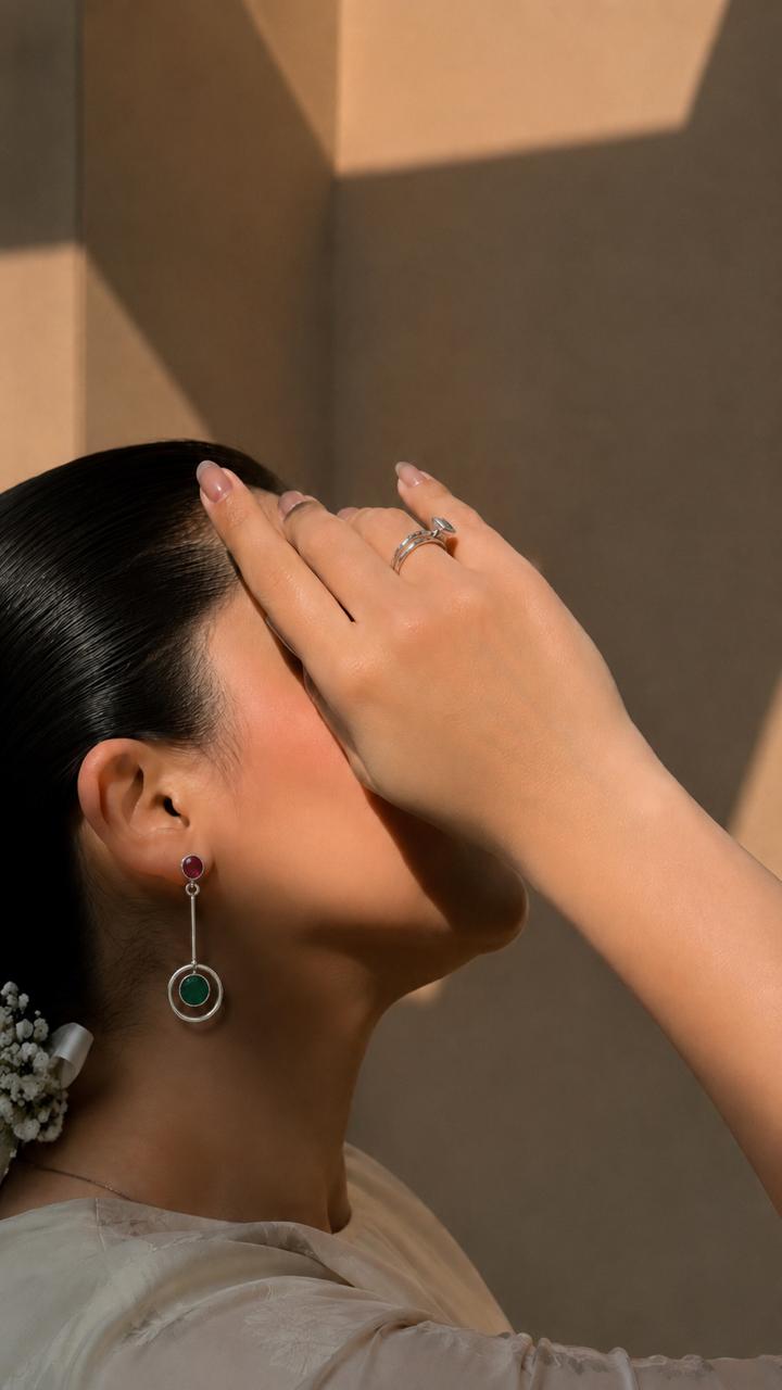 Monalisa Stone Silver Replica Earring