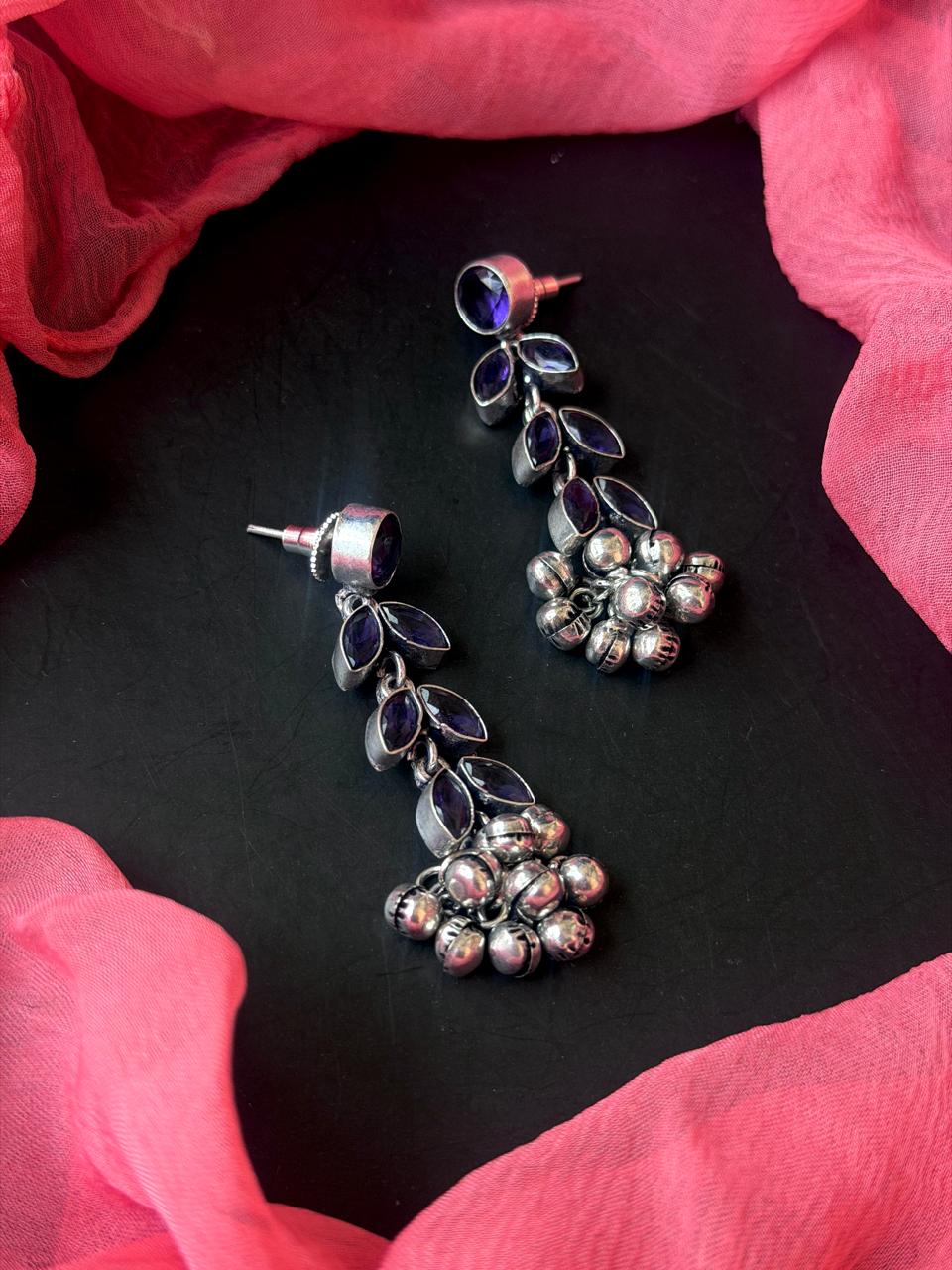 Monalisa Stone Silver Replica Partywear Earring