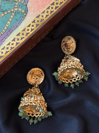 Matt Finish Golden Temple Earring