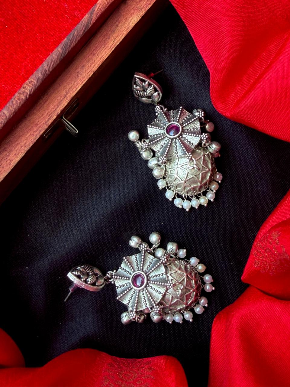 Oxidized Top with Jhumki Partywear Earring