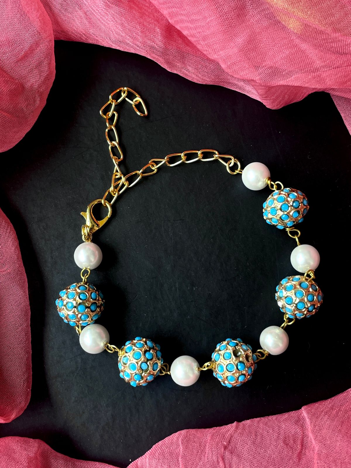 Golden Ball with Pearl Bracelet