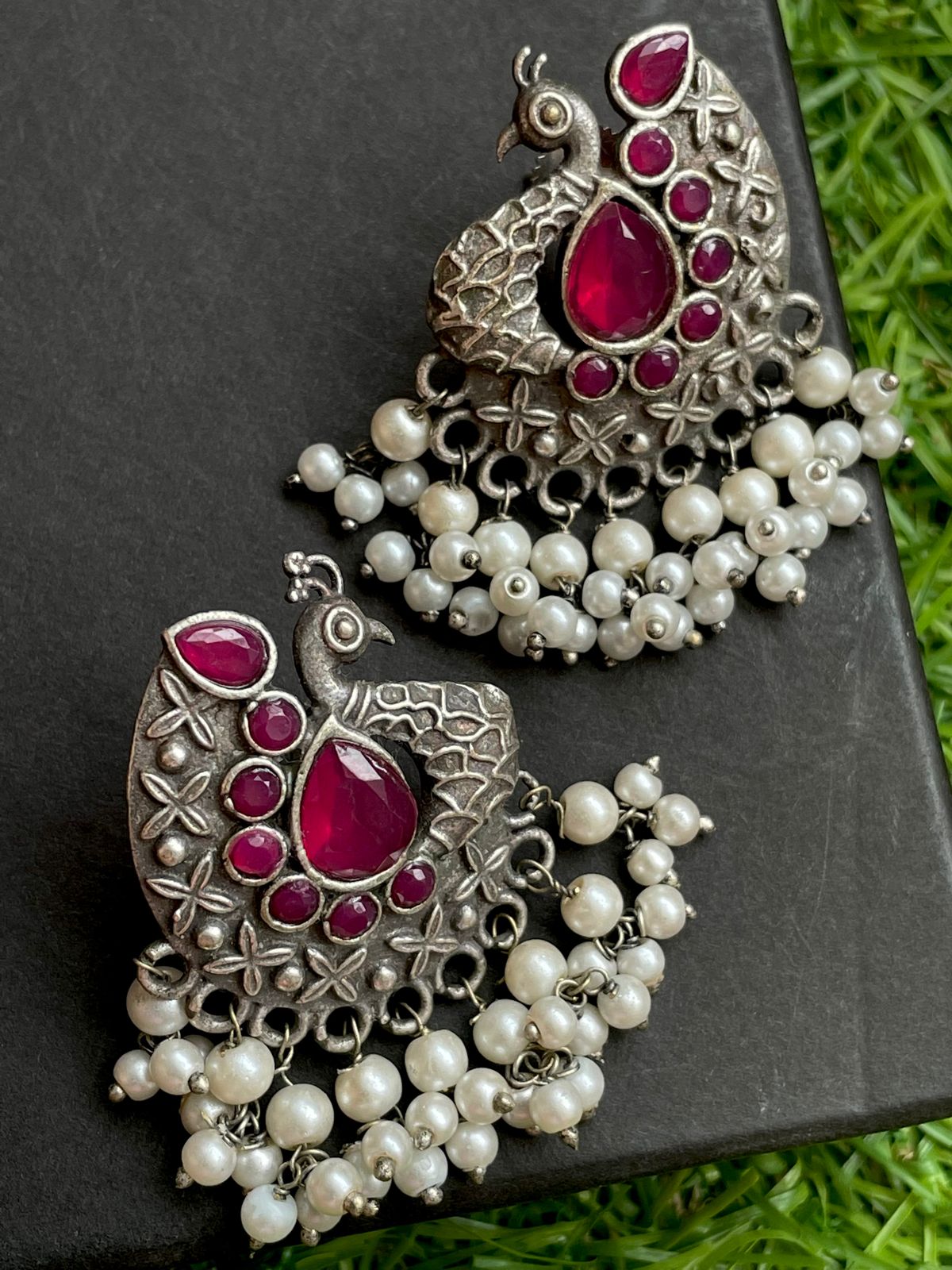 Peacock Shape Semi Precious Stone Earring