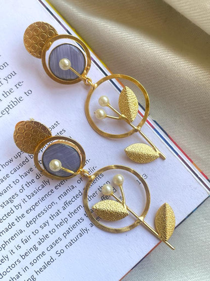 Mnalisa Stone Geometrical Golden Earring