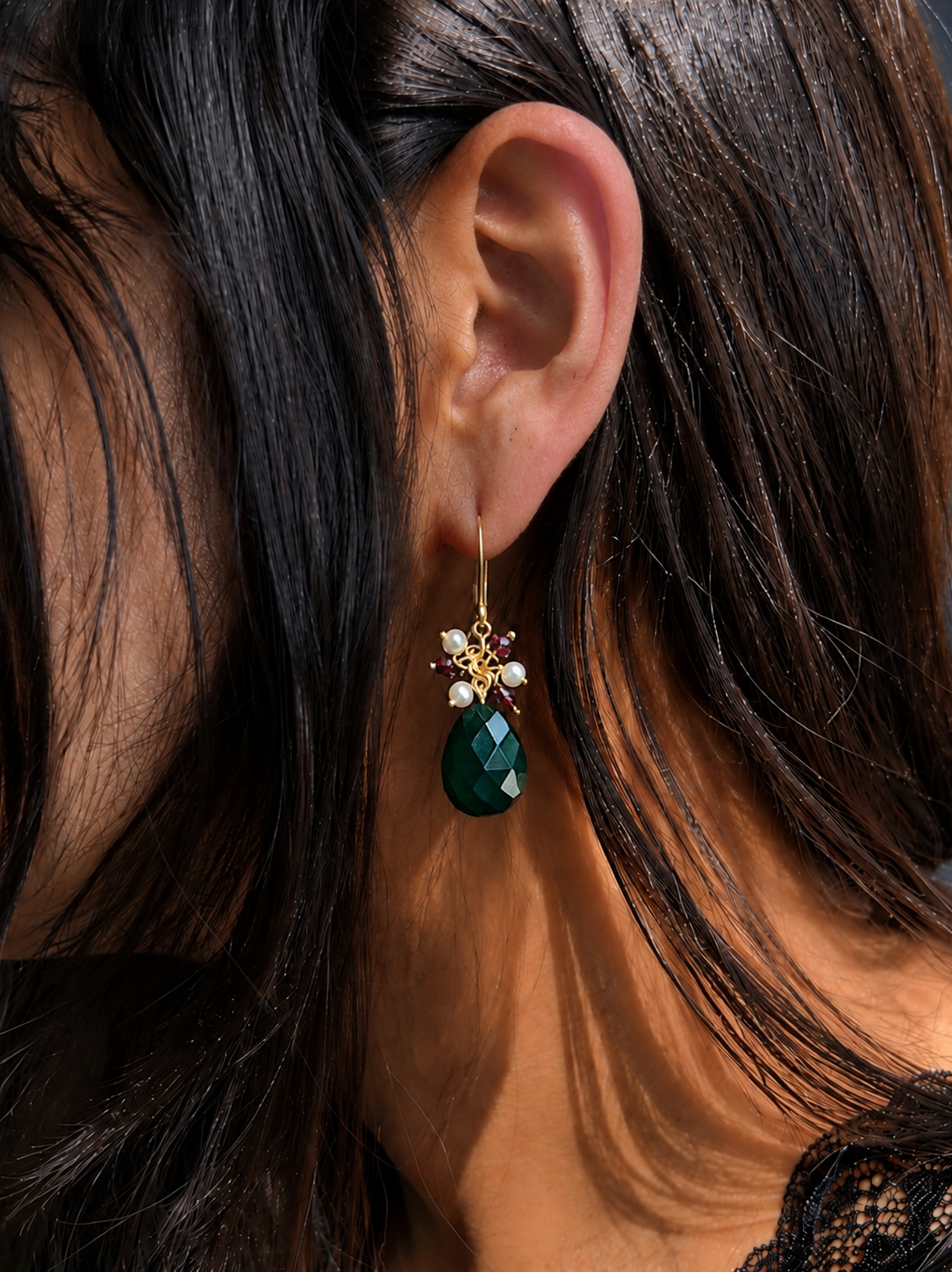Onex Stone Gold Plated 92.5 Silver Earring