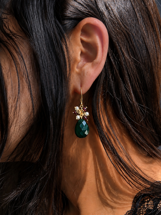 Onex Stone Gold Plated 92.5 Silver Earring