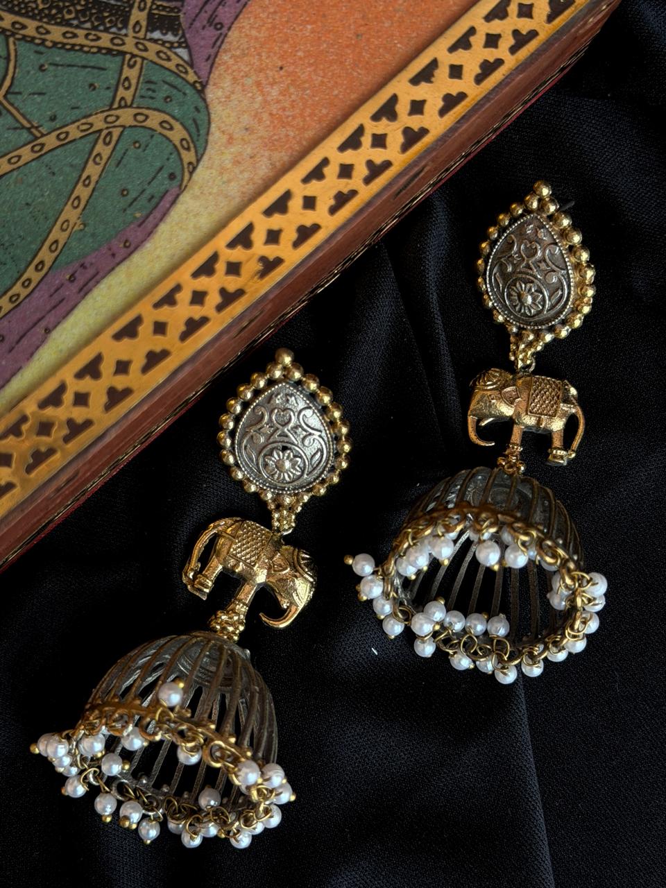 Dual Tone Big Jhumki Partywear Earring