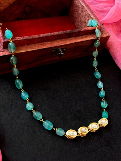 Stone Beads with Kundan Single Layer Choker Necklace