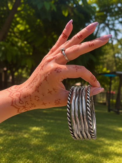 Oxidized Silver Replica Bangle set