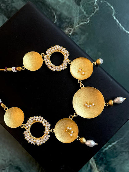 Matt Finish Golden Choker and Earring set