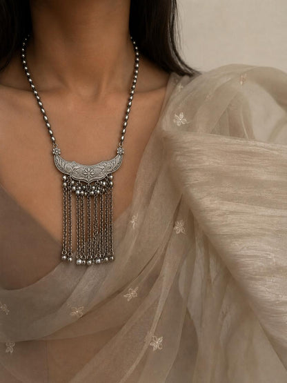 Oxidized Silver Replica Ghunghroo Latkan Necklace
