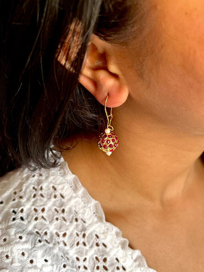 Golden Ball with Stone Jhumki Earring